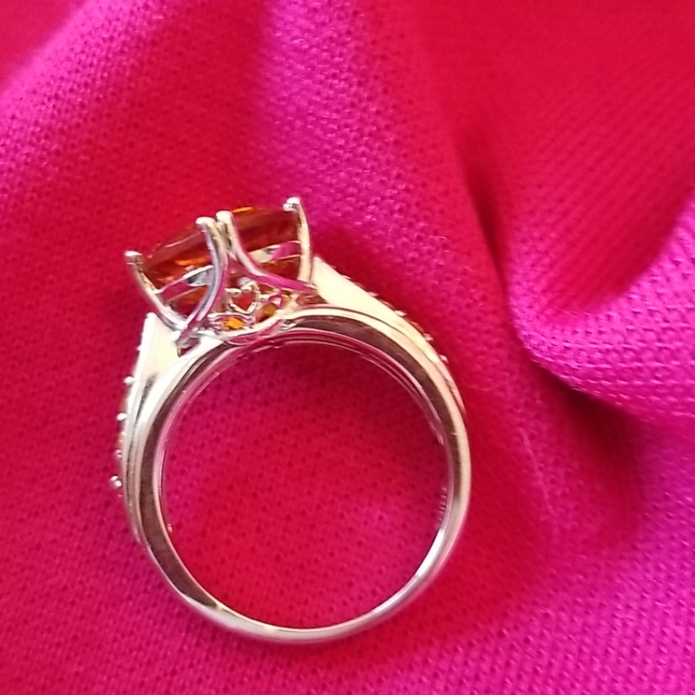 💕💕Mederia citrine and orange sapphires ring - Picture 4 of 16